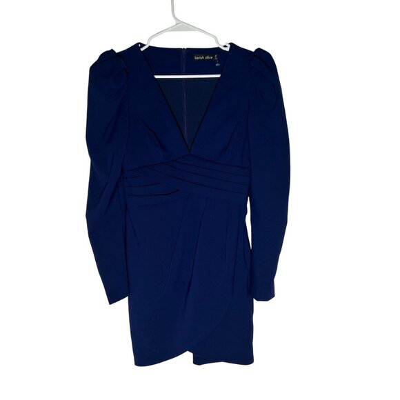 Lavish Alice Pleated Tulip Hem Minidress Navy Size 6 - Picture 1 of 4